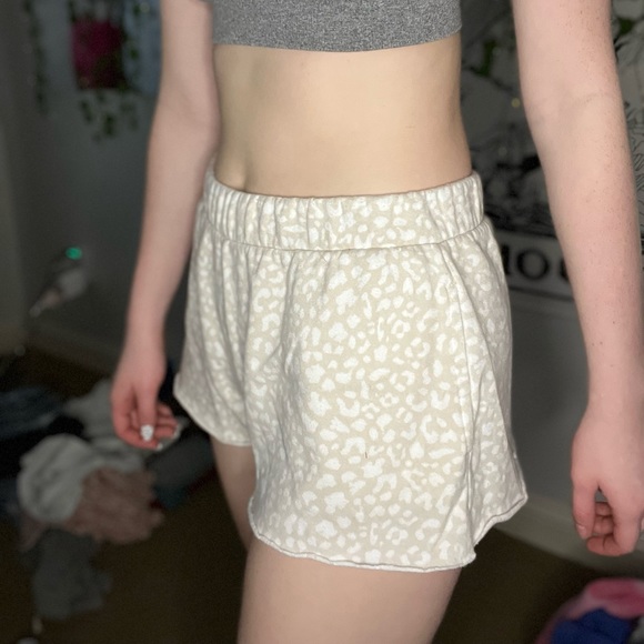 target cream and white cheetah print shorts, S